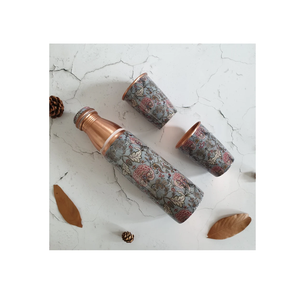 Botella de agua de cobre Esmalte Impreso Ayurveda Beneficio DE SALUD Junta Libre a prueba de fugas 2 PCS Flor Esmalte Botella impresa - Product Image 5