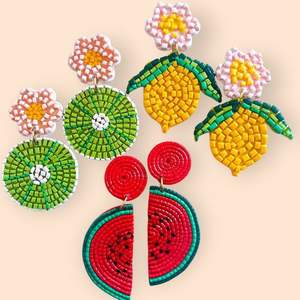 Stylish Women's Fashion Earring Handmade Beaded Embroidered <b>Jewelry</b> Cross-<b>Stitching</b> & Needlework Crafts - Product Image 3