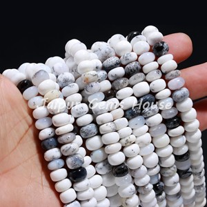 Venta caliente Natural dendrita ópalo liso Rondelle cuentas 8-10mm dendrita ópalo suelto venta al por mayor cuentas de piedras preciosas hebra para joyería - Product Image 3