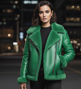 Chaqueta de Motociclista de Cuero Rosa Regular para Mujer, Otoño 2026, con Bordado, Impermeable y Cortavientos, Cuero Vacuno Genuino - Product Image 4