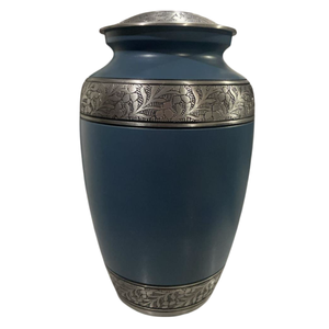 Urnas de cremación de aluminio para adultos con banda de grabado, urnas funerarias de metal con acabado de mármol azul y Peltre para cenizas humanas - Product Image 5