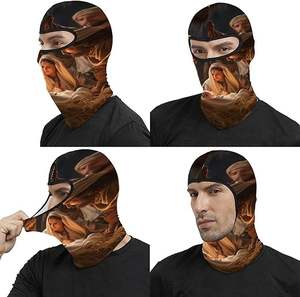 Balaclava pour homme avec logo personnalisé, design rayé, sérigraphie, 100% polyester, sport de plein air, protection solaire, moto, intégrale - Product Image 4
