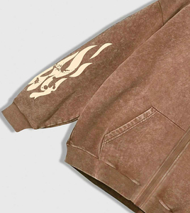 Tendance Hommes Personnalisé Feu Imprimer Sweat À Capuche Surdimensionné Lavage À Sec Polaire Décontracté Goutte Épaule À Manches Longues Sweat À Capuche - Product Image 5