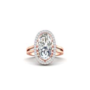 Bague ovale en diamant halo 0,34 ct, couleur E-F, clarté VVS-VS, diamant de laboratoire en or 14 carats, pour mariage, fiançailles, soirée - Product Image 3