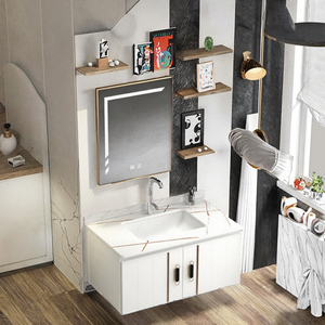 Mueble de Baño Moderno Todo en Uno con Acabado Lacado Impermeable, Lavabo de Cerámica, Montado en la Pared, para Uso en Apartamentos - Product Image 2