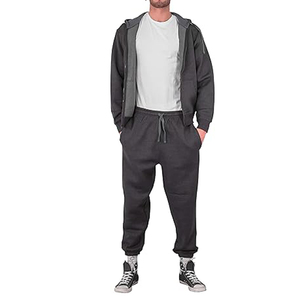 High Quality Breathable Men's Charcoal Tracksuit Sets Fleece Two Piece Pullover <b>Hoodie</b> & Sweatpants Set New Style Slim Fit - Product Image 5