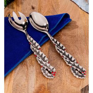 ชุดเครื่องใช้บนโต๊ะอาหาร2ชิ้นของขวัญบนโต๊ะเครื่องครัวที่เหมาะกับบ้านช้อนส้อมชุบสีเงินด้ามจับมีดดีไซน์เนอร์ - Product Image 1