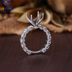 Anillo de diamante de montaje semi de corte brillante redondo TDW 2,85, ajuste de patrón de halo de oro blanco de 18K, piedra de laboratorio de diamante Hpht /Cvd - Product Image 5