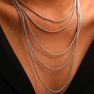 DGIDDK acier inoxydable or carré perle chaîne collier étanche tenue quotidienne bijoux de mode pour hommes et femmes cadeau parfait - Product Image 5