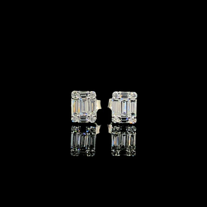Pendientes de Botón de Lujo con Corte Esmeralda, Diamante Moissanita VVS, Plata 925, Estilo Solitario, Pendientes de Declaración - Product Image 1