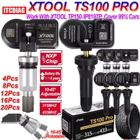 Capteur TPMS en caoutchouc XTOOL TS100 PRO, réparation de pneus, surveillance de la pression, 315 MHz, 433 MHz, 2 en 1, capteur de pression des pneus programmable en caoutchouc