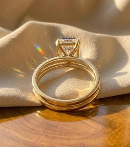 แหวนแต่งงานและหมั้นสไตล์วินเทจทองคำแท้ 14K จาก Lurba Jewels ประดับเพชรทรงรีเพาะเลี้ยงในห้องปฏิบัติการ รับรองโดย IGI เหมาะสำหรับเป็นของขวัญ - Product Image 4