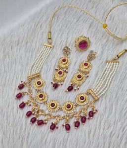 Collier ras du cou en laiton plaqué or de haute qualité du fabricant indien ensemble de bijoux AD CZ diamant Zircon Vintage femmes mariages - Product Image 1