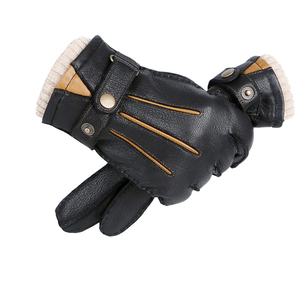 2025 prix moins cher avec des gants en cuir d'agneau à écran tactile pour hommes de haute qualité avec poignets tricotés - Product Image 2