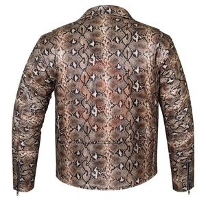 Custom High Quality Soft Leather Breathable Stylish Casual <b>Mens</b> Outerwear Trendy Fashion <b>Men</b> Snake Print Leather Winter <b>Jacket</b> - Product Image 5