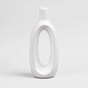 Jarrón de Cerámica Blanco Brillante Hecho a Mano, Diseño Minimalista Moderno, para Mesa, Decoración del Hogar, Pintado a Mano, Versátil, Bajo - Product Image 6