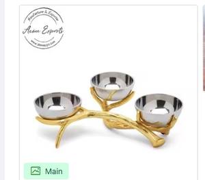 "Stylish <b>Bamboo</b> Design Serving <b>Bowl</b> with Gold and Black Finish Elegant for Dining or Decorative Home Use" - Product Image 2