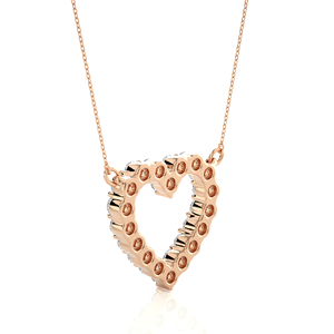 สร้อยคอหัวใจที่เรียบง่ายสําหรับผู้หญิง VVS ความชัดเจนรอบตัด Lab ปลูกเพชรสร้อยคอหัวใจกลวงในทองคําแท้ 14k - Product Image 4