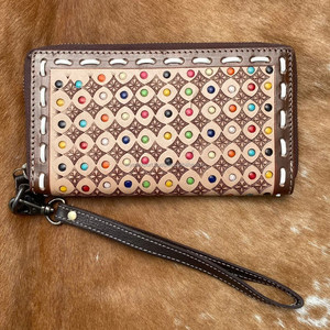 Offre Spéciale usiné à la main sculpture portefeuille pochette coque de téléphone élégant concepteur portefeuille multi utilisations cuir occidental femmes bracelet portefeuilles - Product Image 2