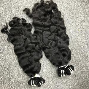 Nueva instalación, Color negro, onda Natural, cutícula alineada, máquina de doble estirado, tipo de trama, extensiones de cabello Remy virgen, cabello humano - Product Image 2