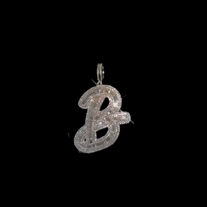 Customized B Letter Baguette Cut Diamond Pendants Charms Pendant VVS Moissanite Diamond Hip Hop Pendant for Men Women - Product Image 3