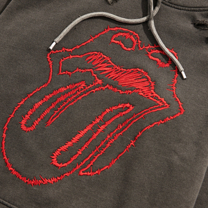Custom Applique Embroidery Distressed Hoodies <b>Rhinestone</b> Zip up <b>Jacket</b> Acid Wash Vintage Washed Men Fleece Streetwear Hoodie - Product Image 4
