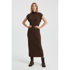 Vestido Largo de Punto sin Mangas con Cuello Alto para Mujer, Diseño Moderno a Rayas, Estilo Casual - Product Image 1