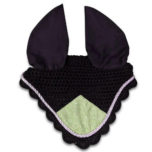 Bonnet d'oreille de cheval au crochet fait à la main Voile de mouche élégant avec garniture de paillettes Parfait pour l'entraînement d'équitation et les ensembles assortis de compétition - Product Image 6