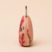 Pochette élégante pour femme, brodée de fleurs, avec doublure en satin de soie, fermeture ouverte, poignée perlée, pour tous les jours, mariage, soirée