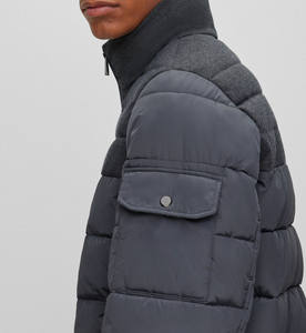 Col roulé pleine fermeture éclair coupe-vent imprimé deux couleurs Style épaule poche à manches longues coupe ample taille bouffante veste pour hommes - Product Image 4