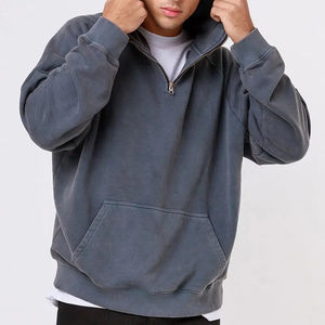 100% algodón al por mayor ropa de entrenamiento pullover cuarto cremallera Sudadera con capucha logotipo bordado personalizado vintage ácido lavado sudaderas con capucha de gran tamaño - Product Image 3