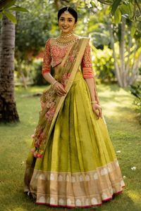 Indiase Traditionele Kleding Kanjiveram Zijde Pure Zari <span class=keywords><strong>Half</strong></span> Lehenga <span class=keywords><strong>Saree</strong></span> Van Indiase Leverancier En Exporteur
