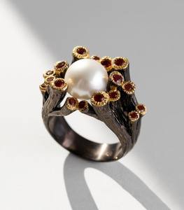 Anillo de Plata de Ley con Perla Oceánica y Ramas de Árbol, Certificado IGI, Anillo de Boda de Lujo, Diseño Romántico Inspirado en la Naturaleza, Belleza Suave - Product Image 1