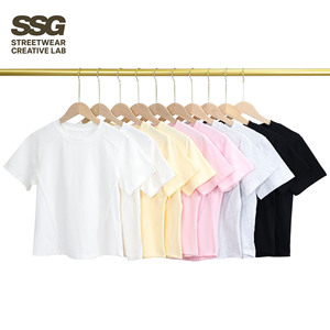 T-shirt corta estiva da donna slim fit, tinta unita, girocollo, manica corta, <span class=keywords><strong>top</strong></span> alla moda con dettaglio a spina di pesce - Product Image 1