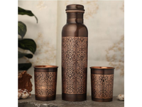 Botella de Agua de Cobre Hecha a Mano Clásica de 1000 ml, Reutilizable, Ecológica, Única, Moderna, de Diseño Personalizado, Última Decoración para Adultos
