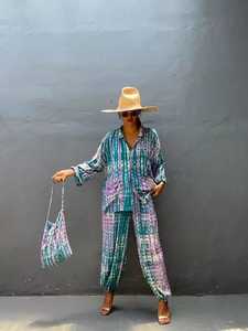 Moda Tie-Dye suave largo hecho a mano Kimono Set Plus Size Boho Night Dress con bolsillo tamaño libre para la playa o vacaciones - Product Image 6