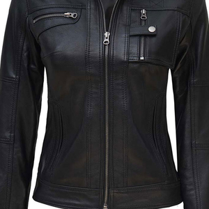 Nuevas llegadas al aire libre transpirable cuero de vaca chaqueta de mezclilla para mujer/venta al por mayor mujeres cómodas chaquetas de cuero a prueba de viento - Product Image 6