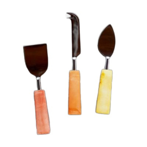 Juego de cuchillos de queso de mármol blanco chapado en oro de acero inoxidable personalizado de Metal de estilo lujoso para uso en mesa de cocina de Hotel Resort - Product Image 4