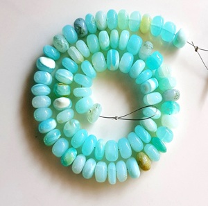 Piedra preciosa de ópalo peruano azul, redondos lisos y lisos para hacer joyas, cuentas de piedra - Product Image 1