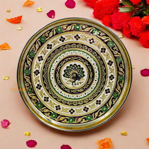 Juego religioso de acero inoxidable hecho a mano Meenakari Carwa Chauth de Rajasthan para festivales y regalos - Product Image 3