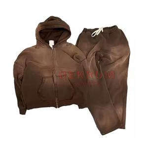 Top Fashion Men's Acid Wash Tracksuits High Quality Cotton Polyester Casual Style <b>XL</b> Size Logo Plus Size for Winter - Product Image 1