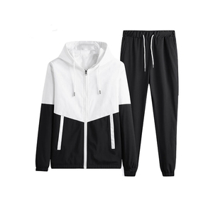 Vente en gros survêtements personnalisés pour hommes couleur contrastée sweats à capuche + pantalons de survêtement pour hommes costume deux pièces à capuche ensembles décontractés - Product Image 1