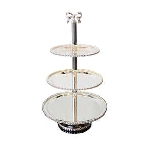 Support de plateau à gâteaux en métal élégant et luxueux avec incrustation d'os pour la célébration de fête d'anniversaire et le service de cupcakes - Product Image 3
