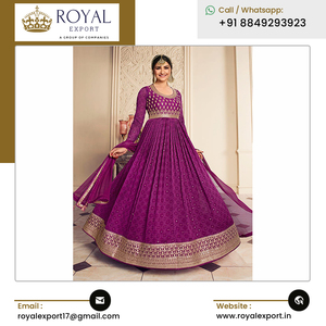 2023 nueva ropa de fiesta Ropa Étnica diseñador impreso seda gasa bordado vestido de trabajo pantalón y Dupatta para la venta - Product Image 4