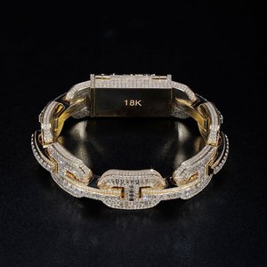 Sang trọng đá ra liên kết vòng đeo tay | 18K mạ vàng 925 bạc với vvs moissanite kim cương | hip hop đồ trang sức - Product Image 2