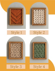 Décoration murale en macramé avec cadre en bois élégant, décoration murale artisanale pour la maison, salon et exposition de célébrations, en provenance d'Inde - Product Image 2