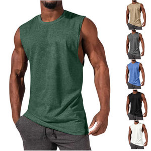 Débardeur d'entraînement de musculation pour hommes en coton tendance de haute qualité OEM Logo personnalisé Débardeur de fitness pour hommes - Product Image 3