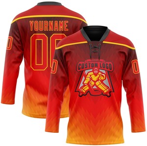 Custom Cheap Ice Hockey Jerseys Shirts Sublimated Print Unisex OEM Customized Style New Design Lace Hockey Wear 100% Polyester - Product Image 4
