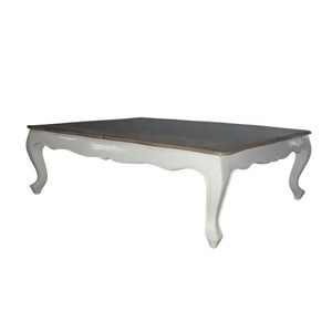 Mesa de Centro de Madera Blanca con Superficie Teñida, Mesa de Centro Antigua para Sala de Estar de Estilo Europeo - Product Image 4