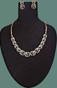 Fabricante indio Acero inoxidable AD CZ Cuadrado Plata Chapado en oro Joyería de moda étnica Collar clásico Accesorios para mujeres - Product Image 2